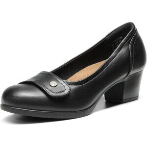Dream Pairs Womens Size 11 Chunky Closed Toe Low Block Heels Black Stylish